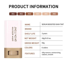 Beauty Balm Serum Boosted Skin Tint Concealer, Brightens, Hydrates, Conceale & Smooths Full Coverage Concealer Balm, Even Skin Tone Portable Moisturizing Essence Stick (# 02, 0.63 oz)