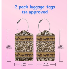 Set of 2 Luggage Tags for Suitcases Cute Dog Leather Cruise Suitcases Tag with Stainless Steel Loop Privacy Cover ID Label Travel Bag Tags Luggage Identifiers for Women Men Travel