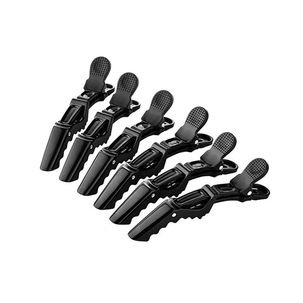 BEINY 6Pcs Plastic Non Slip Hair Clips - Professional Hairdressing Styling Sectioning Clips - Salon Alligator Clips for Thick Hair - Haircut Accessories Hairgrips for Women Girls (Black)