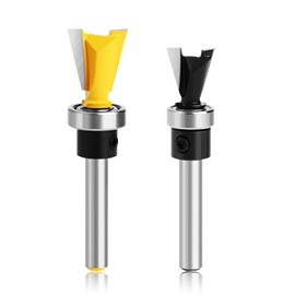 Dovetail Router Bits 2PCS 1/4 Inch Shank Dovetail Joint Router Bit Set with Bearing, Cutter Diameter/ Depth-1/2” and 5/8” for Woodworking, Carpentry Work