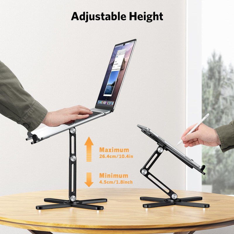 OMOTON 360° Rotating Laptop Stand Riser for Desk, Ergonomic Foldable