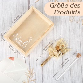 Grünara Wish Fulfiller Gift Box with Dried Flowers & Test Tube - Creative Money Gift for Birthday, Friends & Colleagues - Wooden Box as a Special Gift Idea for Any Occasion