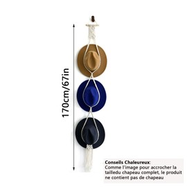 JAWAI Boho Hat Hanger for Wall Display, Hat Organiser for Wall Hanging, Decorative Cap Holder, Hat Organiser Wall, Suitable for Hats with Wide Brim, Decorative Cabinets and Doors