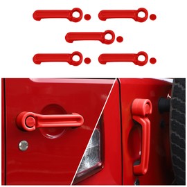 CheroCar for Jeep JK Door Handle Cover Kit & Tailgate Handle Cover for 2007-2018 Jeep Wrangler JK (Red)