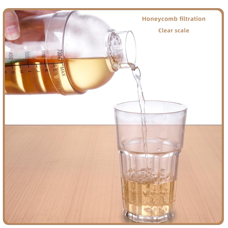 Plastic Bar Cocktail Shaker with Measuring Jigger Set,Hand Drink Mixer