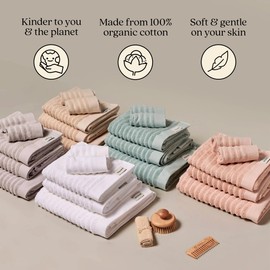 Misona 100% Organic Cotton Pack of 2 Face Cloths 30 x 30cm – Luxury Heavyweight 650GSM Ribbed Bathroom Flannel Towels (White)