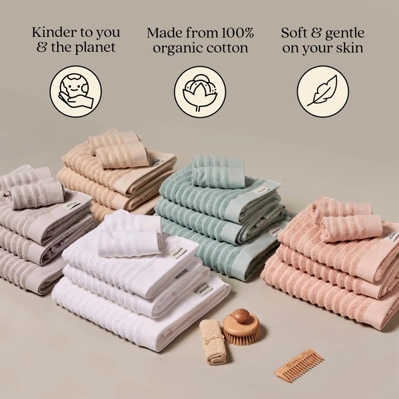 Misona 100% Organic Cotton Pack of 2 Face Cloths 30