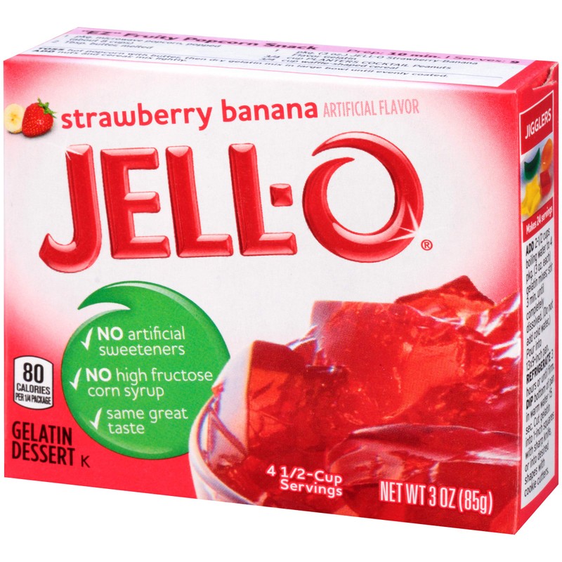 JELL-O Strawberry Banana Gelatin Dessert Mix (3 oz Boxes, Pack