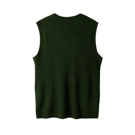 Mens V-Neck Knitted Sweater Vest Sleeveless Pullover Knitwear Loose Fit Sweater Tops, Dark Green, Small