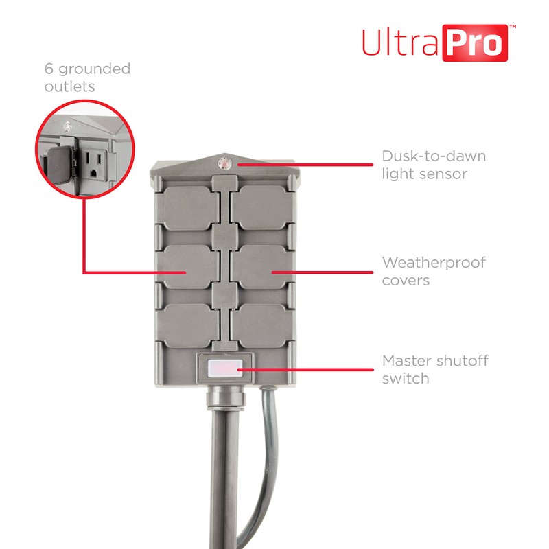 UltraPro Outdoor 6 Outlet Yard Stake Timer, Plug-in, Dusk to