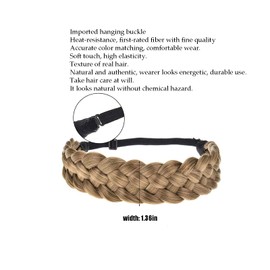 TOECWEGR 5 Strands Synthetic Hair Braided Headband Hairpiece Classic Chunky Wide Plaited Braids ElasticMulti-Color Headband Ladies Beauty Headwear (624#)