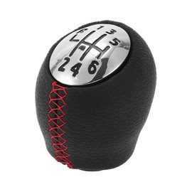 TUCKBOLD 6 Speed Manual Gear Shifter Knob for Renault Clio | Front Automotive Gearbox Stick Shifter Lever Knob Black Red Plastic Faux Leather 1 Pcs