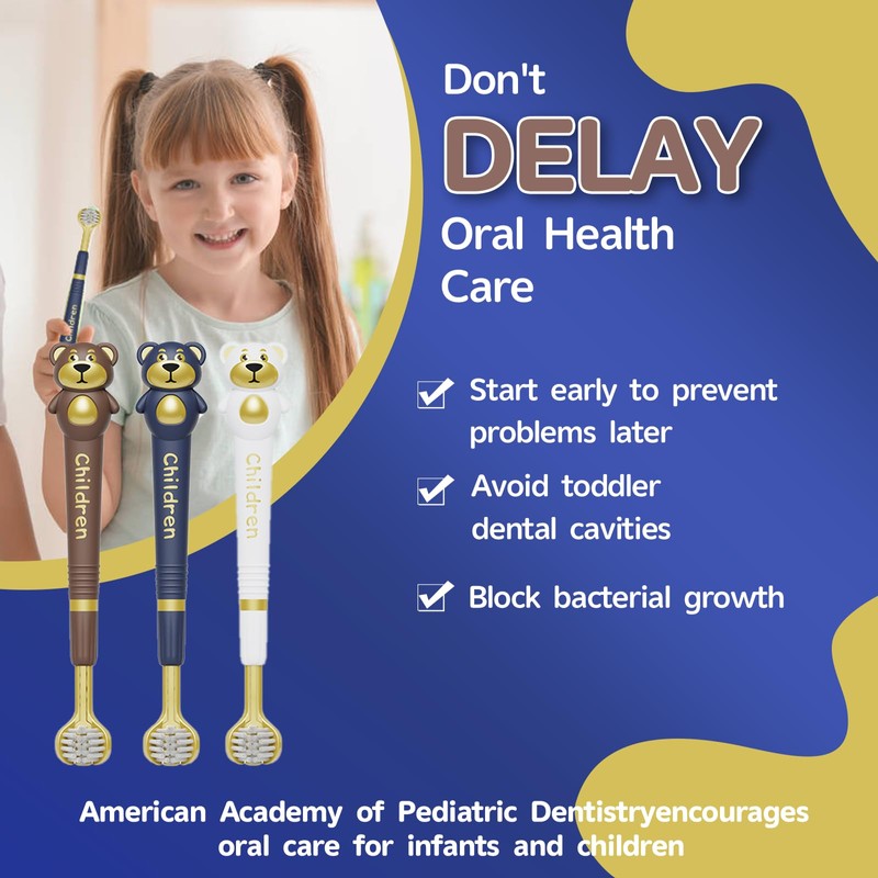 ZMRZ 3-Sided Toothbrush for Kids – Soft Bristles, Triple-Angle Toothhugger,