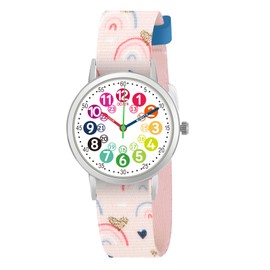 CHAOTECHY Kids Watch for Girls and Boys. Little Children Learn to Know Time and Easy to Read. Adjustable Nylon Strap, Analogue Watch for Boys and Girls Between 4 to 11 Years, rainbow, Strap.