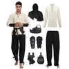 7 Pcs Men's Renaissance Costume Medieval Pirate Shirt Pants Viking