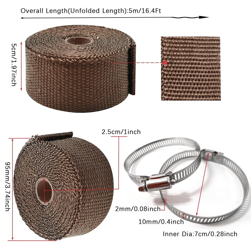 Eagles Fireproof Pipe Wrap, 2inch×16Ft, with 2 Clamps Tent Stove