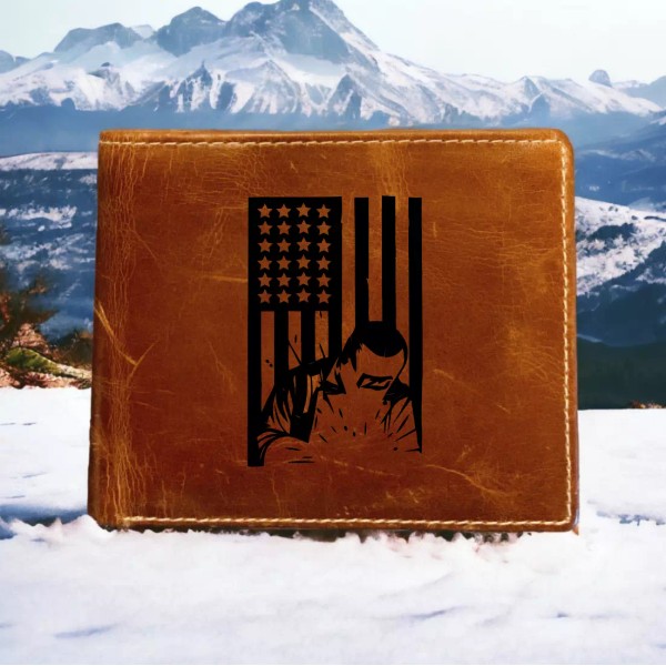Texan Customs Welder USA Leather Wallet Bifold Premium Quality Buffalo