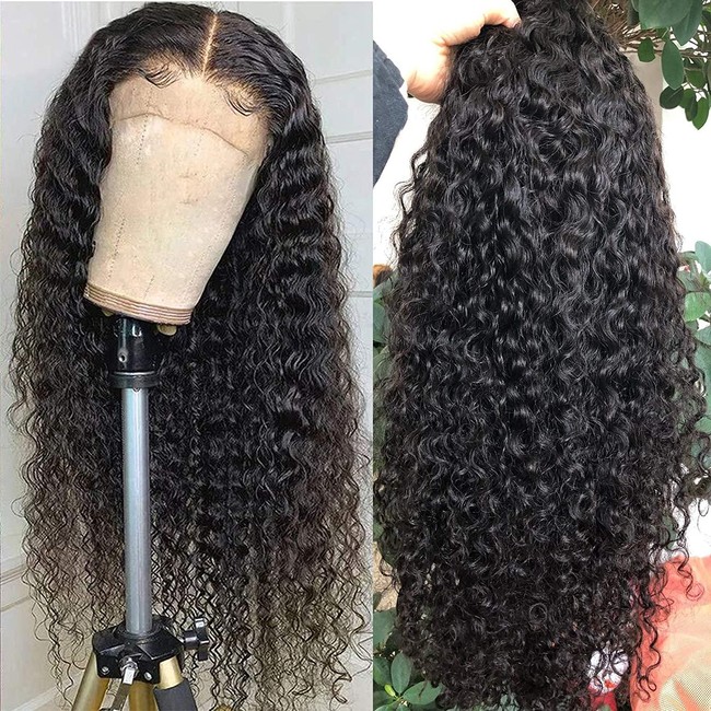 Deep Wave Lace Front Wigs Human Hair With Baby Hair Pre Plucked 24 inch 10A unprocessed Human Hair Lace Frontal Closure Wigs for women 4x4 Wet and Wavy Deep Wave Closure Wigs for Woman