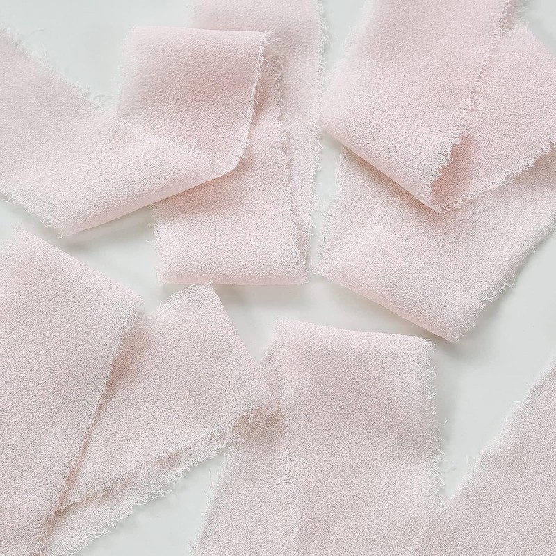 Chiffon Ribbon 4 Rolls Handmade Silk Ribbon Fringe Chiffon Gauze