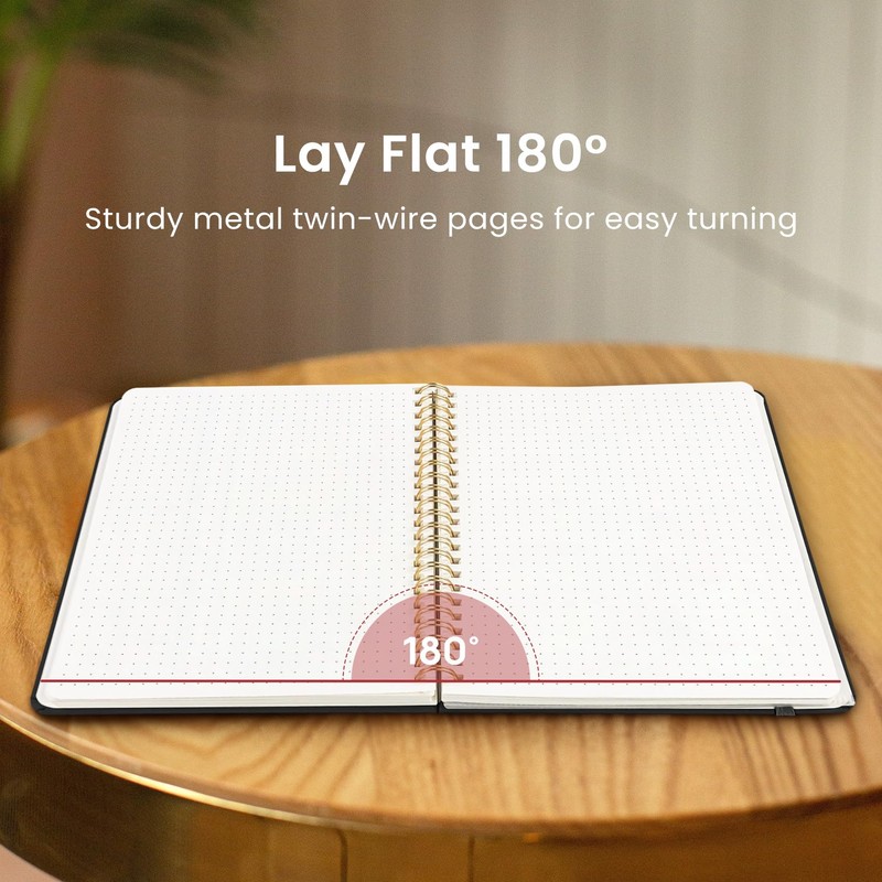 Taja Dotted Spiral Journal Notebook for Women & Men, 140