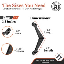 2 Pack - 3.5" Metal Corner Bracket for Furniture - Black - Handmade Decorative Corner Braces - Rustic Metal Corner Brackets for Tables, Desks, Shelves, Boxes and Chests - The Tuscan Series