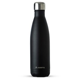 Auryu Best in Class Triple-Walled Insulated Stainless Steel Water Bottle, Keeps your Drinks Cold for up to 24 Hours and Hot for up to 12 Hours, Leak Proof, Make a Difference in the World, Black, 17oz