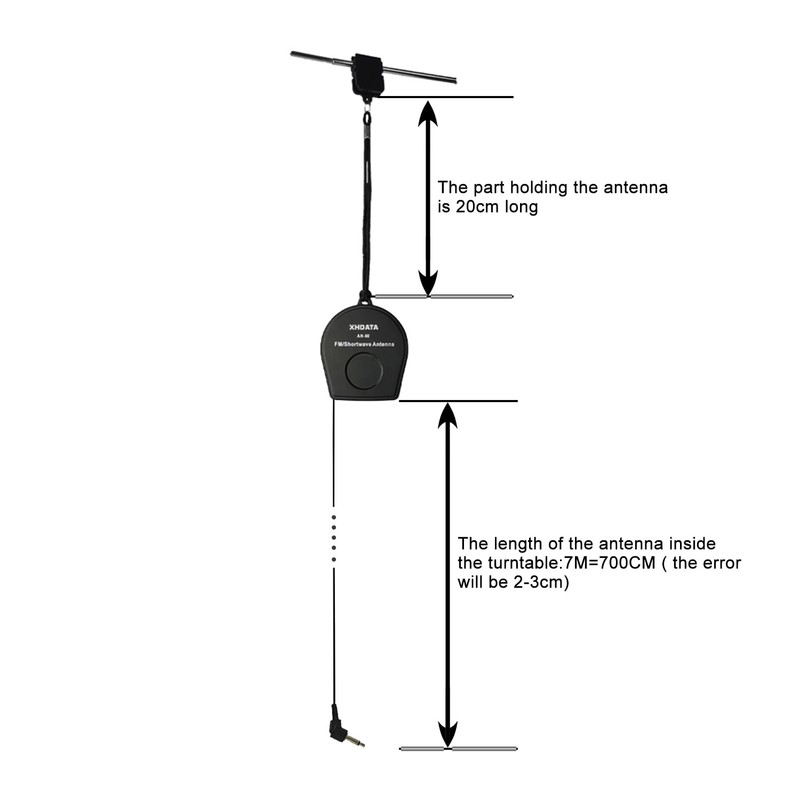XHDATA AN-80 Shortwave Reel Antenna FM SW External Antenna Whip