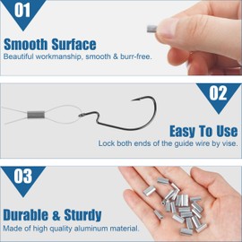 SILANON Fishing Crimp Sleeves,100pcs Aluminum Single Barrel Crimp Sleeves Oval Crimping Loop Sleeves Fishing Line Crimps Tube Connectors Wire Rope Crimp Sleeves Leader Rigging Tackle