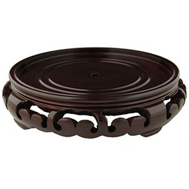 Red Lantern Rosewood Carved Pedestal Stand - (Size 9.5 in. Base Diameter)