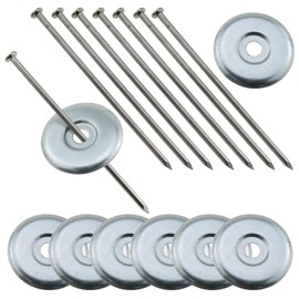 LUORNG 8PCS 6 Inch Silver Stainless Steel Patio Mat Stakes Fixed Carpet Holder with Fixing Washers Suitable for Caravan Mat Tent Awnings