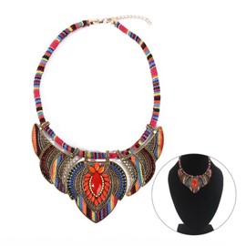 Hoshisea Tribal Pearl Collar, Alloy Chunky Necklace, Colourful Bohemian Choker for Nationality Clothing, Prom Party, Daily Dressed (Colourful)