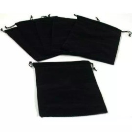 FindingKing 6 Jewelry Travel Gift Bags Pouches Black Velvet Drawstring 5"