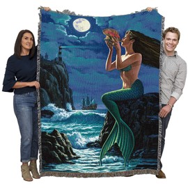 Pure Country Weavers Sounds of The Night II Mermaid Blanket by Wil Cormier - Gift Fantasy Tapestry Throw Woven from Cotton - Made in The USA (72x54)