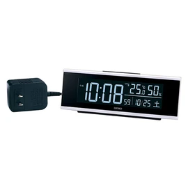 Seiko Clock DL307W Table Alarm Clock, Radio Control, Digital, AC Type, Color LCD, Series C3, White, Body Size: 2.5 x 6.9 x 1.8 inches (6.3 x 17.4 x 4.6 cm)