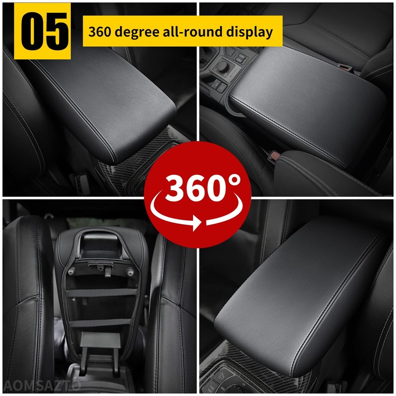 AOMSAZTO Black Leather Armrest Covers for Grand Cherokee 2011-2021 Jeep