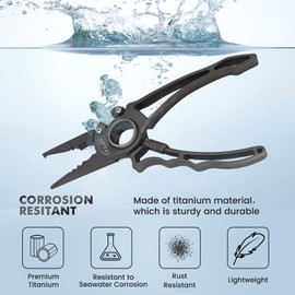 RXLUY Titanium Fishing Pliers, Premium Saltwater Fishing Gear, Tungsten Cutters, Split Ring Hook Remover, Fish Plier Holster with Retractable Lanyard, Ice Sea Fishing Kit Gifts for Men (With Lock)