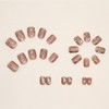 24Pcs Artificial Fingernails Acrylic Fake Nails with Pearl Rhinestone Designs,