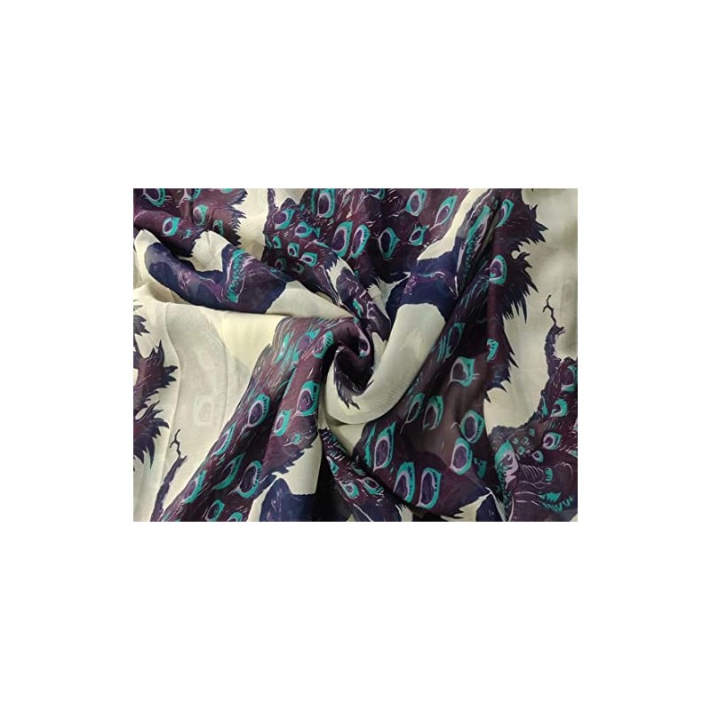 The Yard Silk Chiffon Peacock Fabric 44"