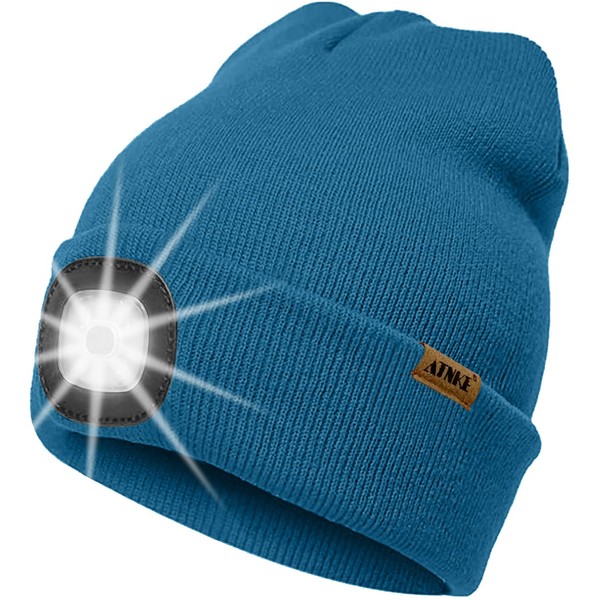 ATNKE LED Lighted Beanie Hat,USB Rechargeable 4 LED Running Headlamp