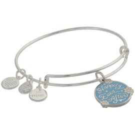 Alex and Ani Bridal Expandable Bangle for Women, Happily Ever After Charm, Shiny Silver Finish, 2 to 3.5 in