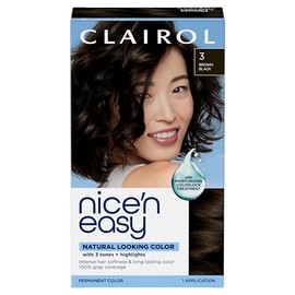 Clairol Nice'n Easy Permanent Hair Dye, 3 Brown Black Hair Color, Pack of 1