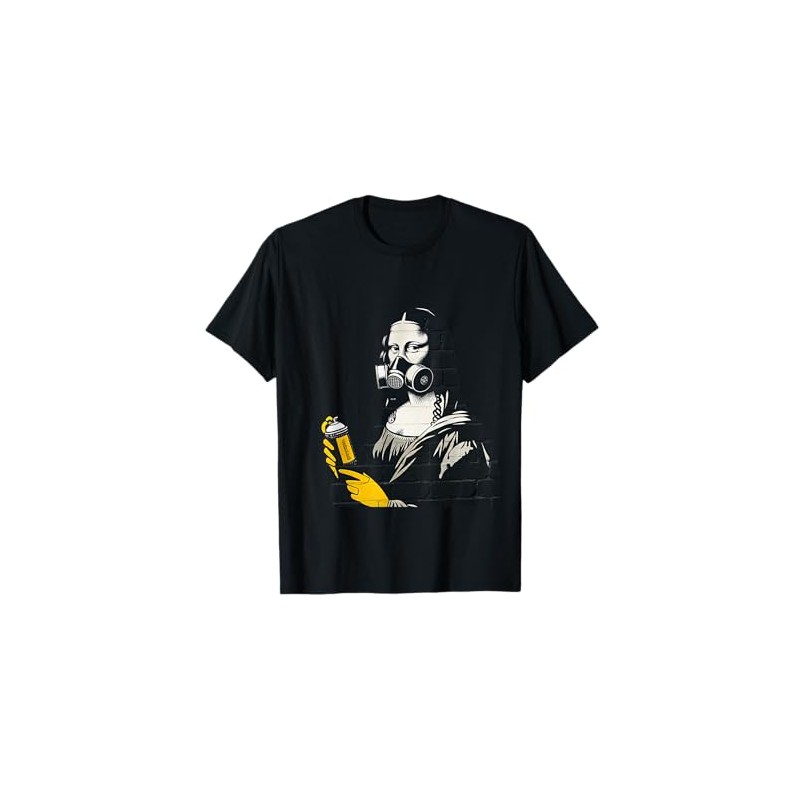 Mona Lisa Street Art Gas Mask Graffiti Design T-Shirt