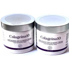 COLAGEINA 10 ANTI-AGING CREAM FOR DAY AND NIGHT 2 JARS  4 OZ EACH