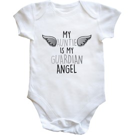 Hippowarehouse My Auntie is My Guardian Angel - Heaven Baby Vest Bodysuit (Short Sleeve) Boys Girls White