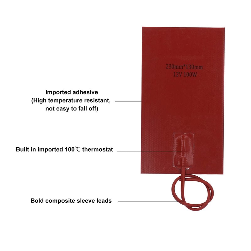 Asixxsix Silicone Heater Pad, 100W 9.1X5.1inch Fuel Heating Pad with