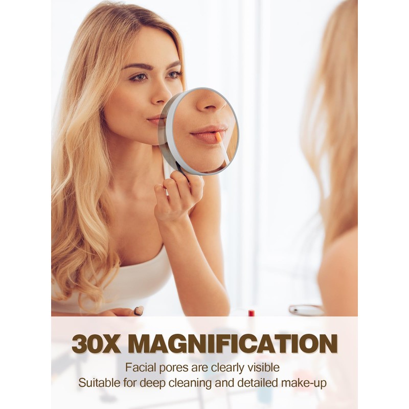 Macaki 30X Magnifying Mirror with 2 Suction Cups, 3.5 inches