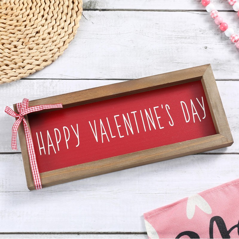 Valentines Day Decorations-Happy Valentines Day Tabletop Sign -Wooden Farmhouse Sign