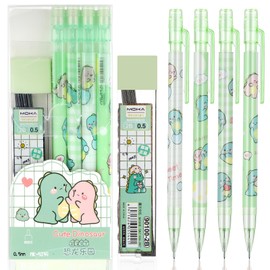Ymapinc 4 Pcs Cute Mechanical Pencil Set, Including 0.5mm Cartoon Green Mechanical Pencils with 1 Tubes Refills Stationary Back to School Office Supplies for Writing Drawing Sketching