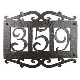 Spanish Mediterranean Hammered Wrought Iron Address Plaque APH13 (Bronze)