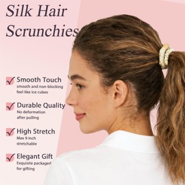 JIRIS Silk Satin Hair Scrunchies for Women, 8 Pack 8-Color, No Crease, Frizz Control & Hair Breakage Reduction, Soft Hair Ties for All Hair Types, Elastic Hair Accessories for Daily Wear & Gift